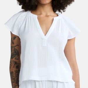 Time And Tru NWT Cotton Gauze Summer Top Sz L 12-14 White